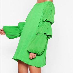 Pleated Volume Sleeve mini dress